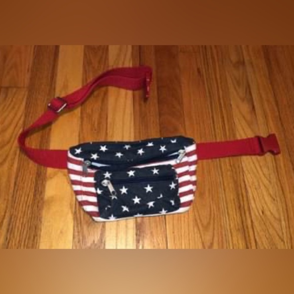 American Flag Fanny Pack and Adjustable Visor Hat